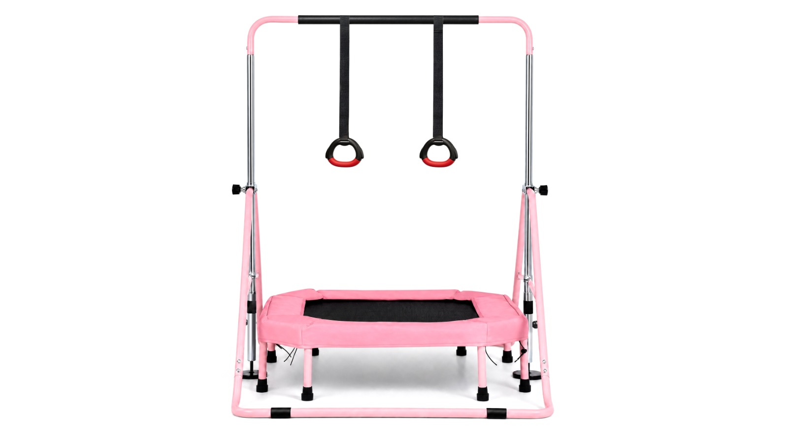 Advwin Kids Gymnastics Horizontal Bar with Trampoline - Pink