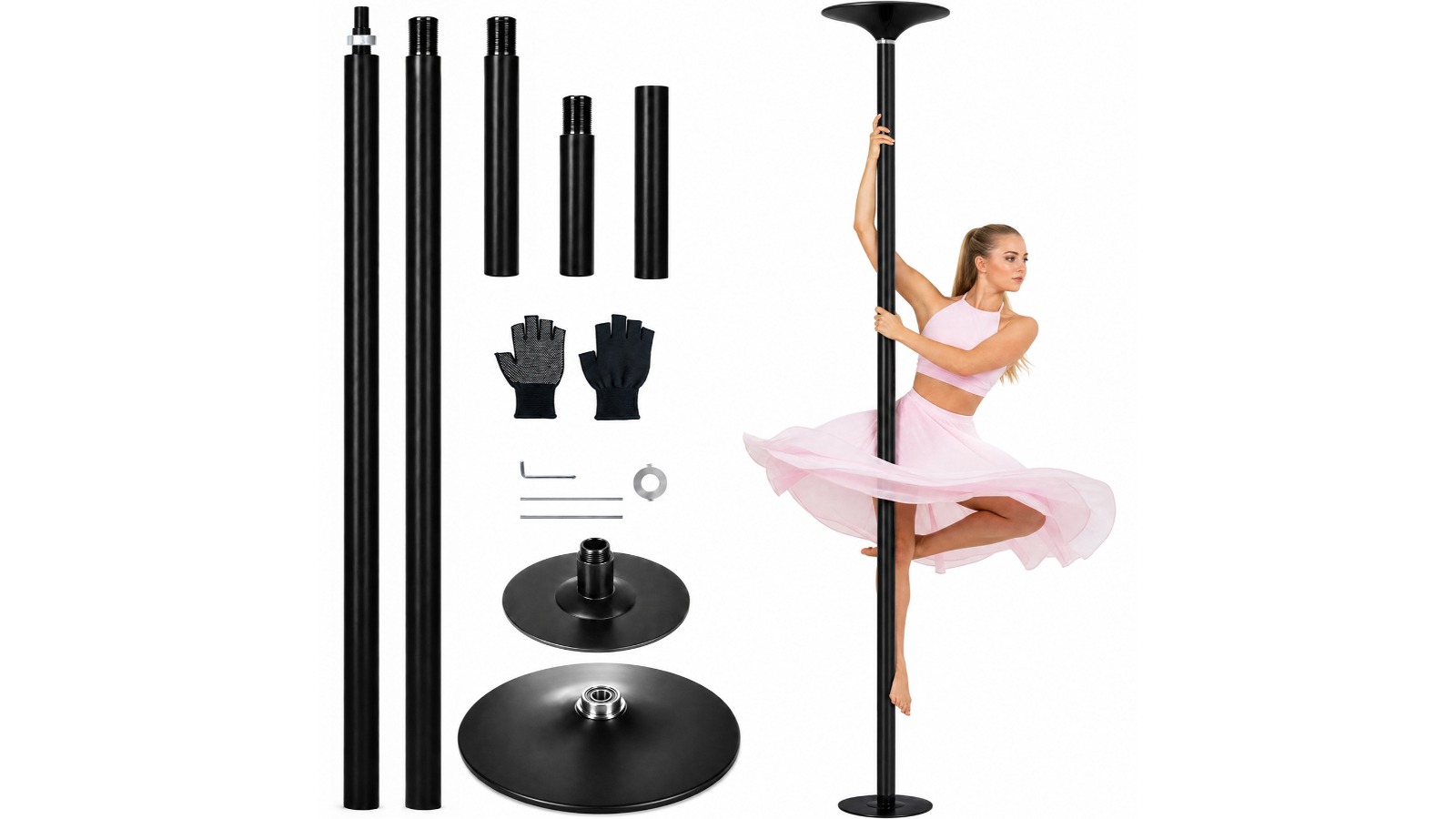 Advwin Height Adjustable Fitness Pole with Glove