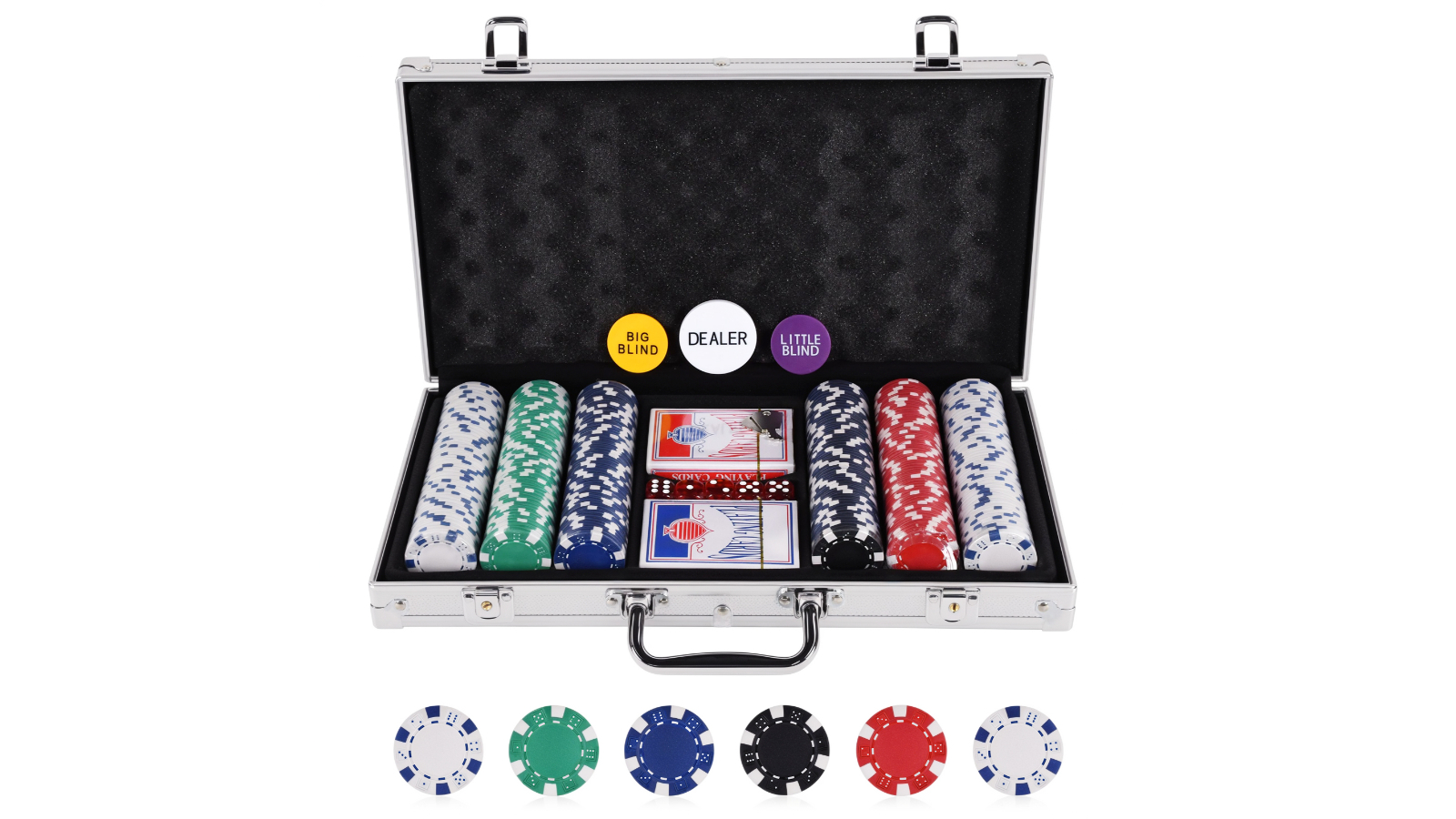 Advwin Set of 300 Aluminum Case Poker Chips for Texas Holdem Blackjack Gambling
