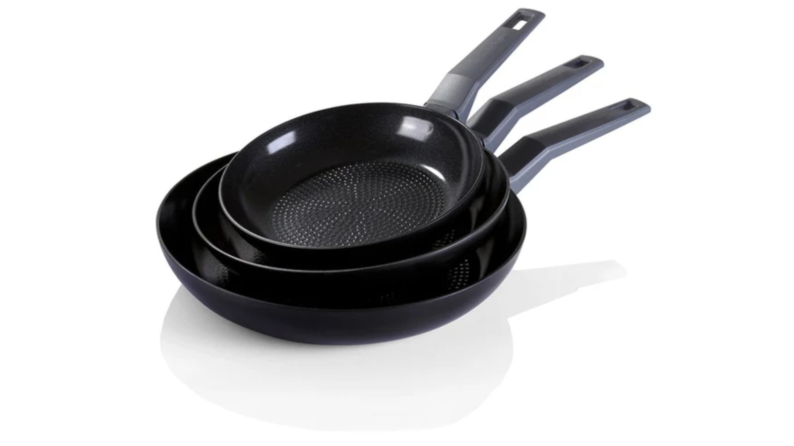 Stanley Rogers 3 Piece Statement Ceramic Non-Stick Frypan Set - Black/Grey