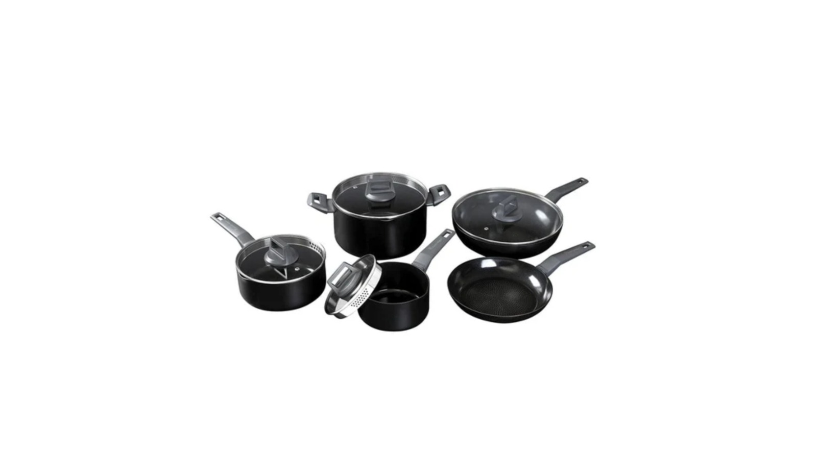Stanley Rogers Set of 5 Non-Stick Ceramic Cookware - Black/Grey