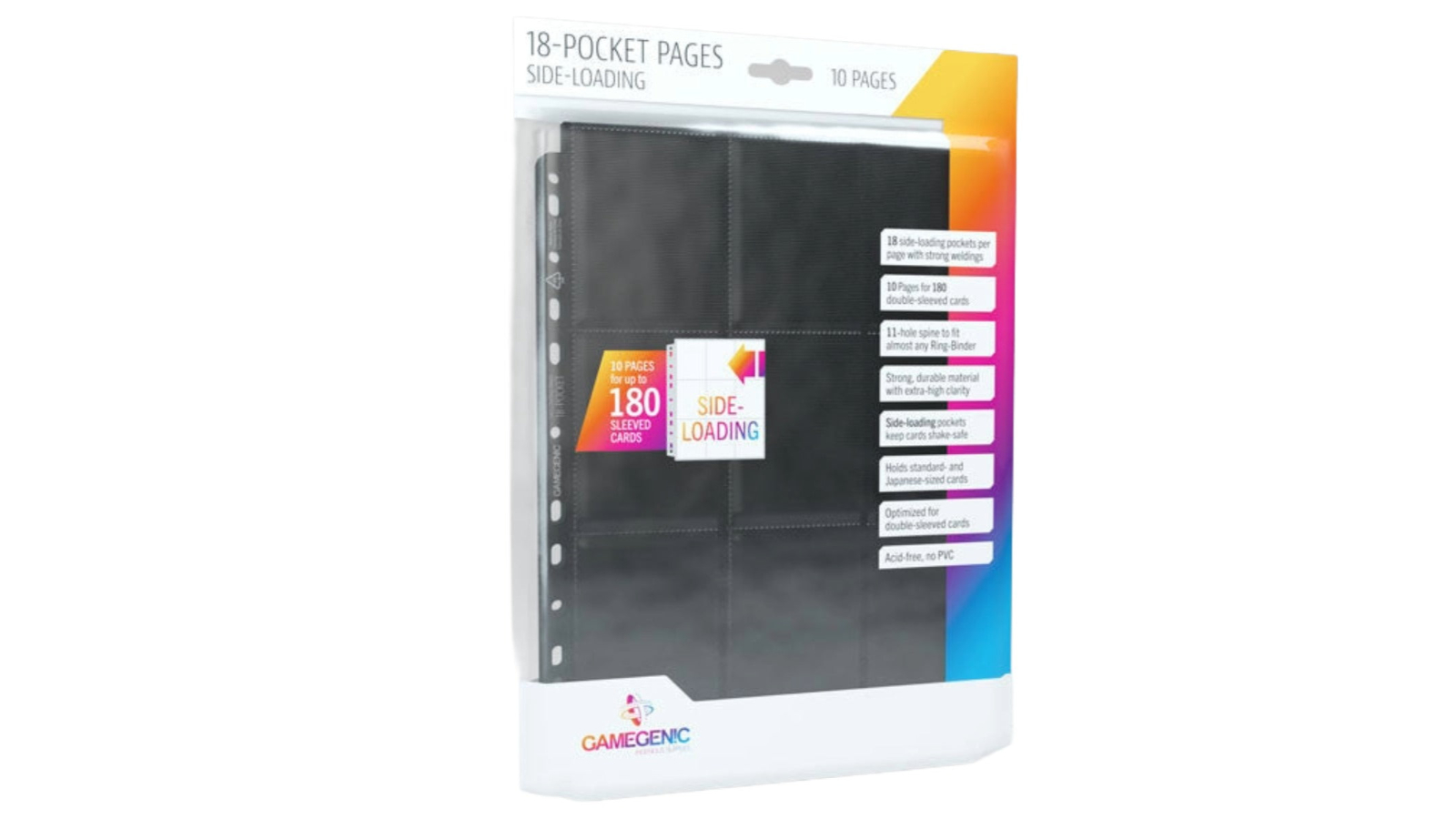 Gamegenic Pack of 10 18-Pocket Sideloading Page - Black