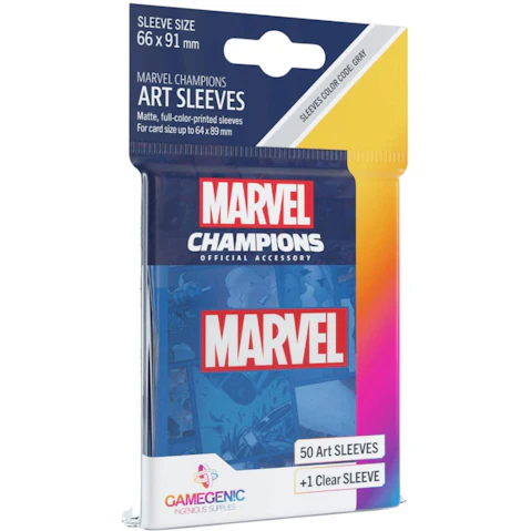 Gamegenic Blue Marvel Champions 50 Art Sleeves - 6.6 x 9.1cm