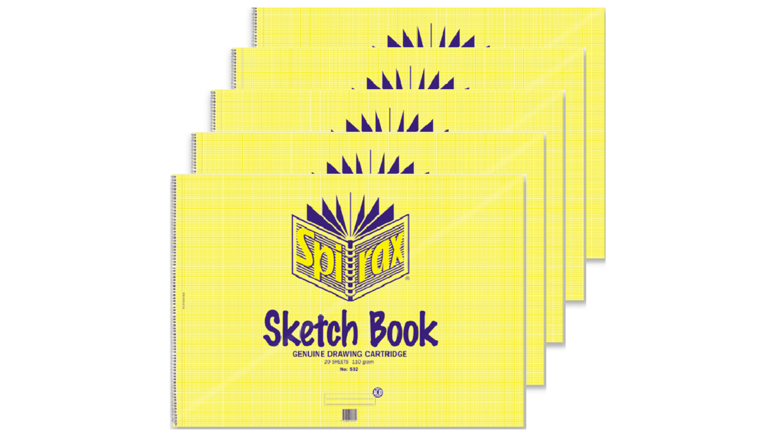Spirax No. 532 40 Page Genuine Drawing Cartridge Sketch Book - Pack of 5
