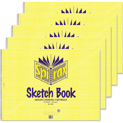 Spirax No. 532 40 Page Genuine Drawing Cartridge Sketch Book - Pack of 5