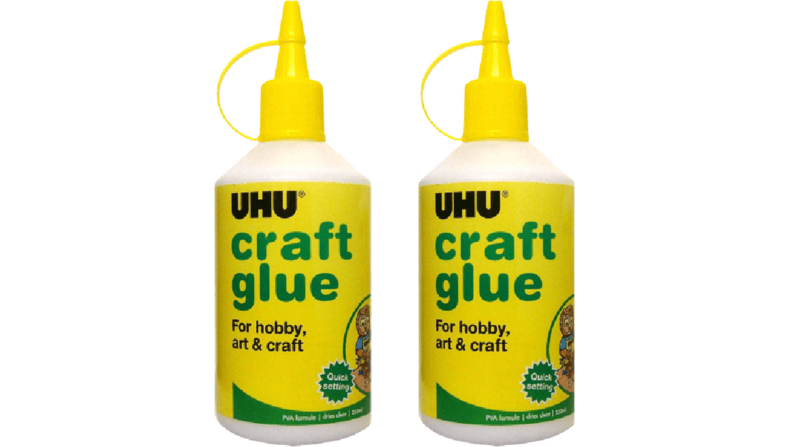 UHU Art School Kids Quick Setting 250ml Craft Glue Bottle Pack
