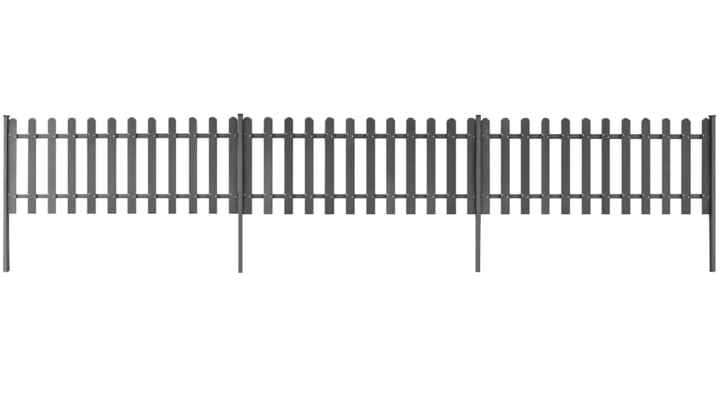 vidaXL 3-Piece Wood Plastic Composite Picket Fence with Posts - 600 x 60cm