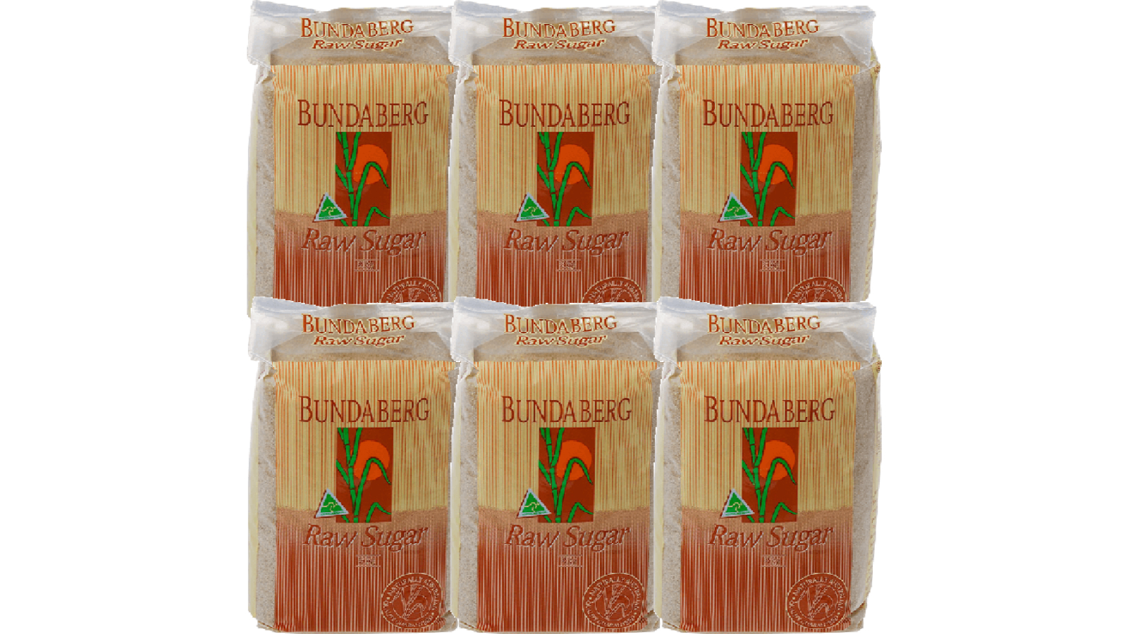 Bundaberg Pack of 6 Raw Coffee and Bag Tea Brown Sugar - 2kg