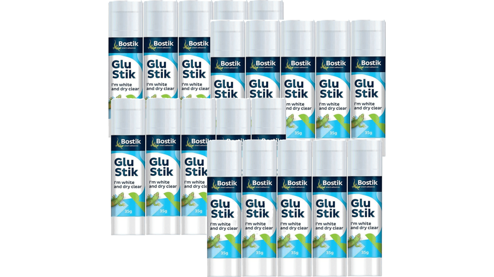 Bostik 35g White Dries Clear Glue Stick - Pack of 20