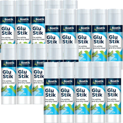 Bostik 35g White Dries Clear Glue Stick - Pack of 20