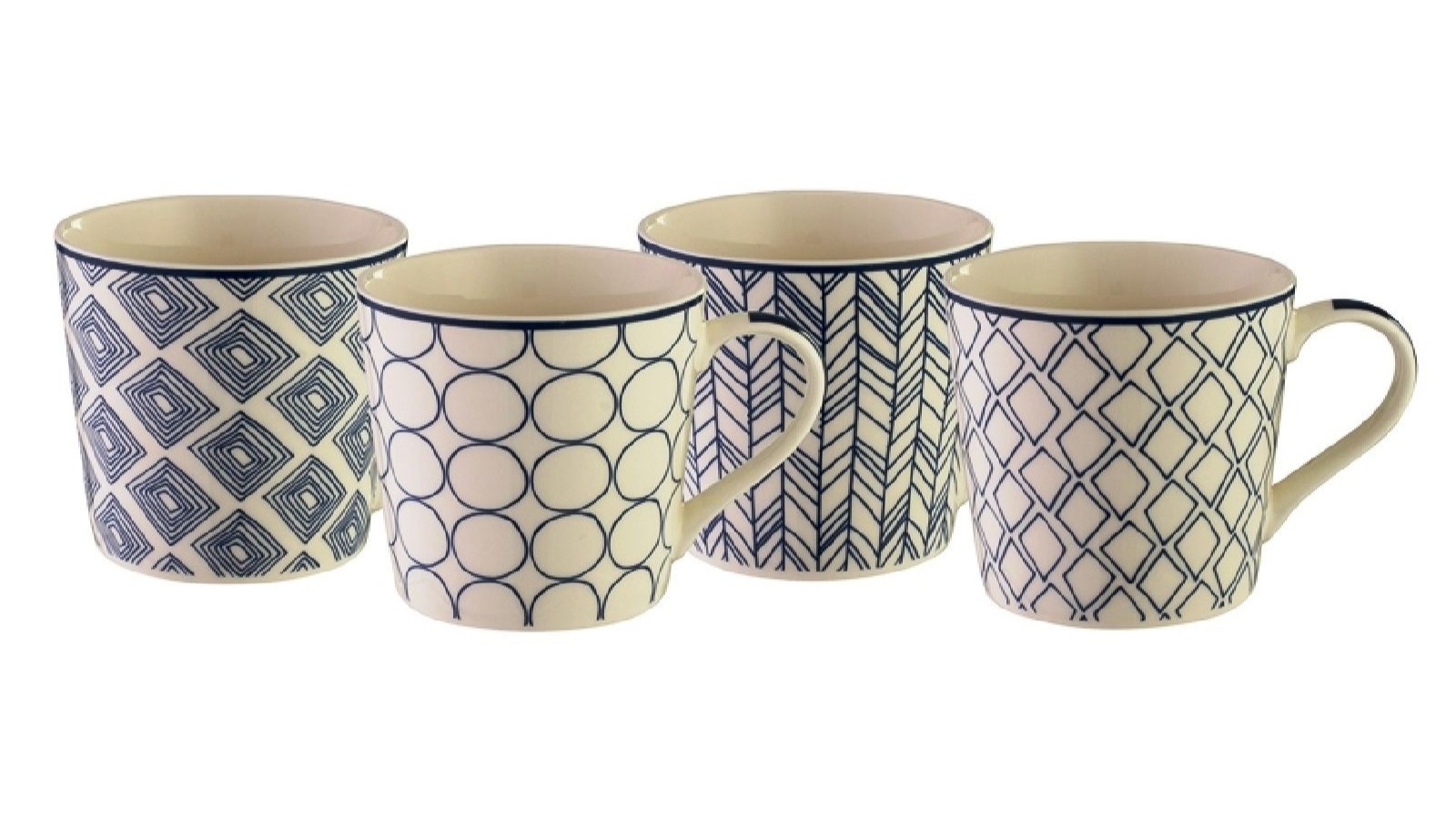 Bundanoon New Bone China Coffee and Tea Mugs Set of 4 Contempo - 425ml
