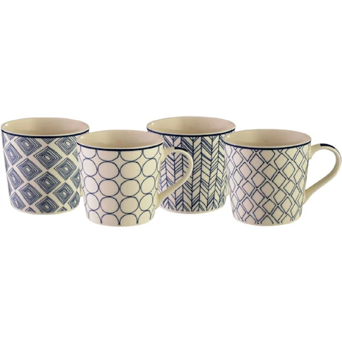 Bundanoon New Bone China Coffee and Tea Mugs Set of 4 Contempo - 425ml