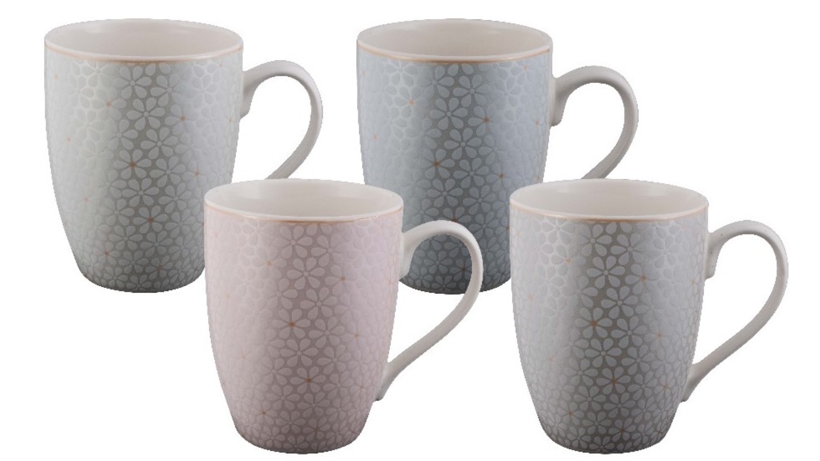 H&H Botanicum Set Di 6 Tazze In New Bone China - 415 Ml - Colazione Con Decoro Botanico E Riflessi Dorati - 4