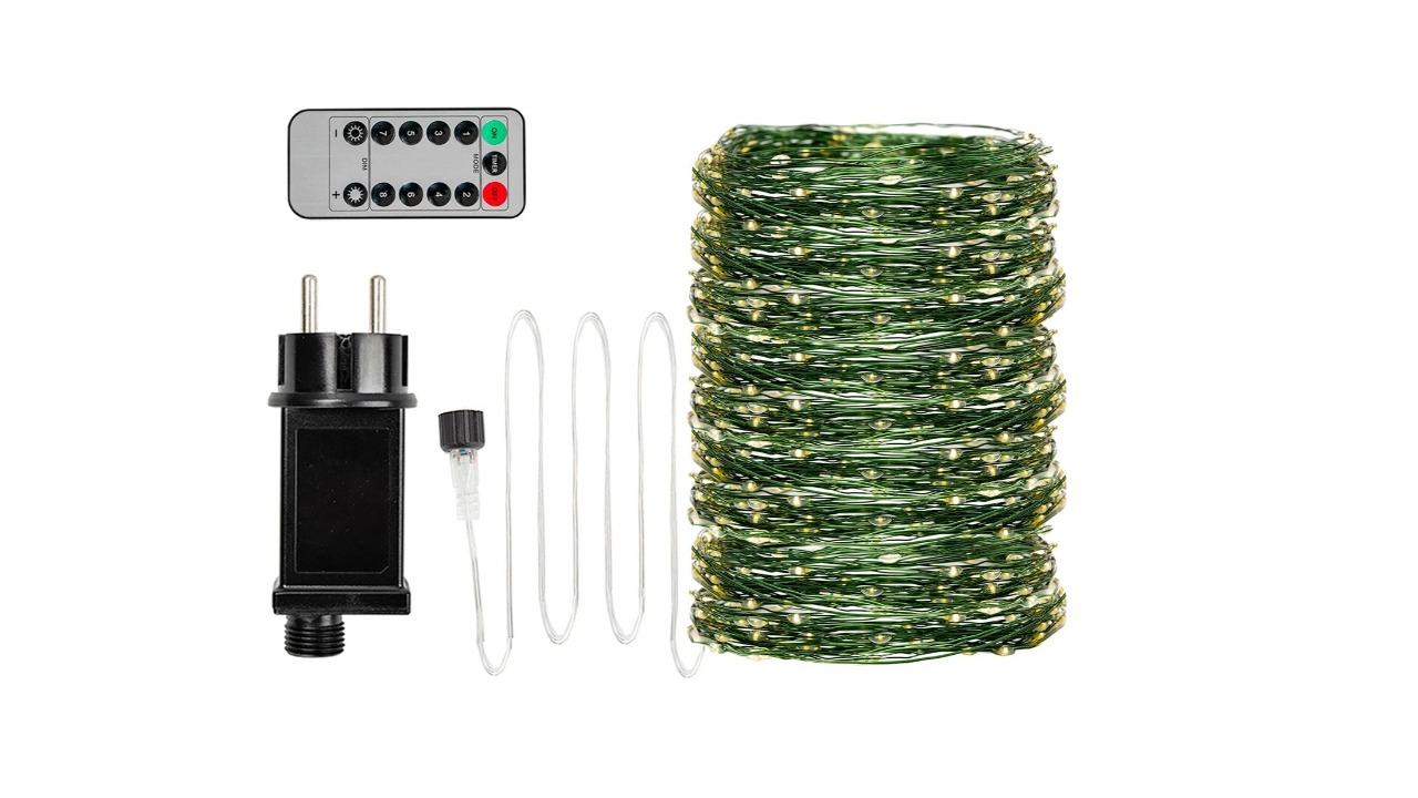 NNEOBA 200metre Green Wire 8 Modes Fairy String Light