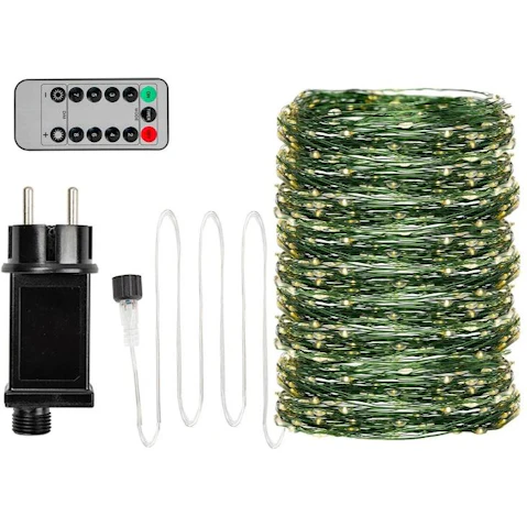 NNEOBA 200metre Green Wire 8 Modes Fairy String Light