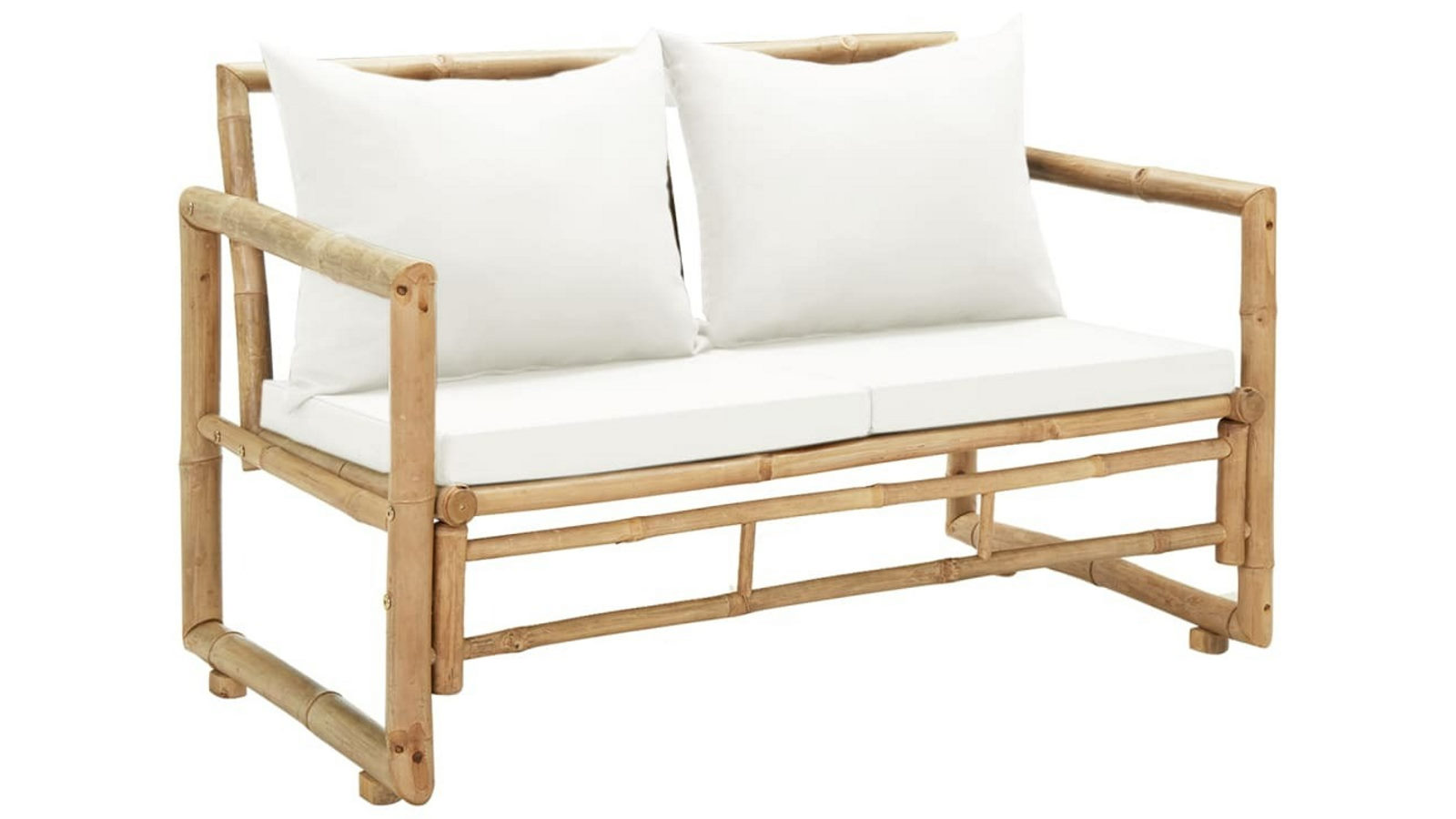 vidaXL 2 Seater Bamboo Garden Sofa with Cushions