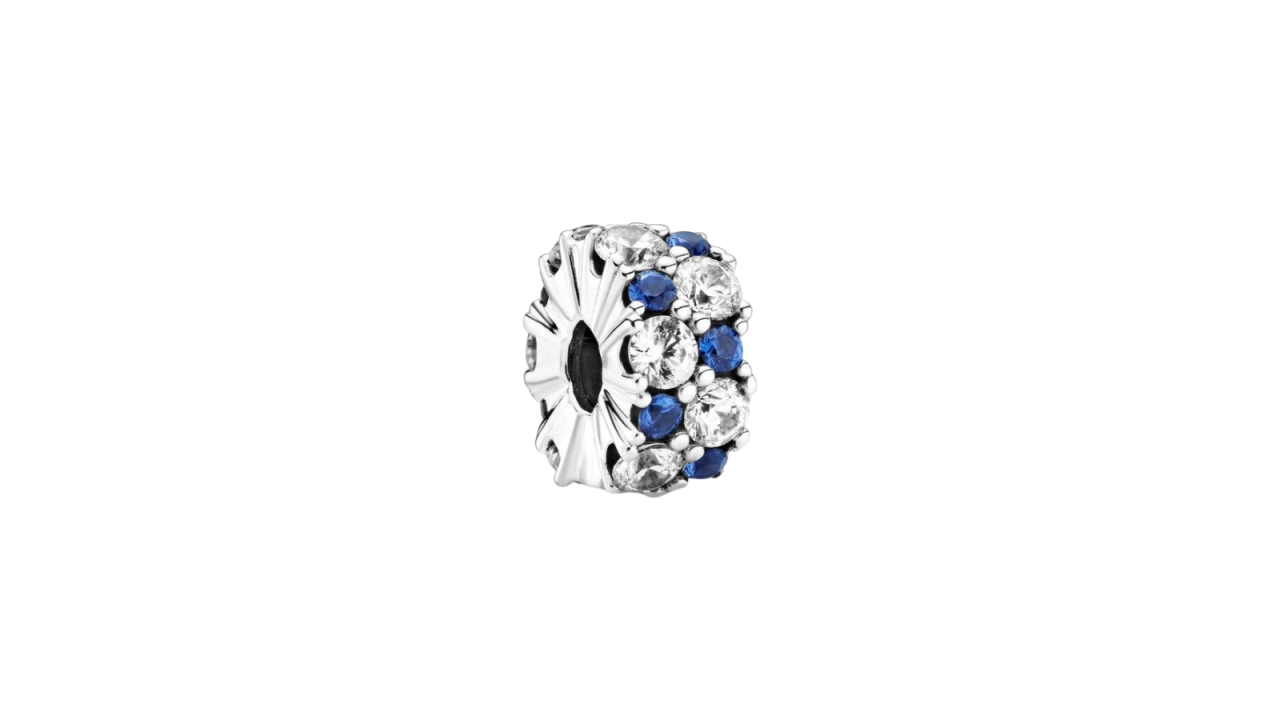 Pandora Clear and Blue Sparkling Clip