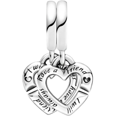 Pandora Linked Sister Hearts Split Dangle Charm