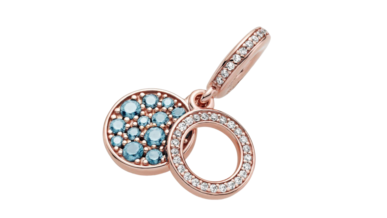 Pandora Sparkling Light Blue Disc Double Dangle Charm