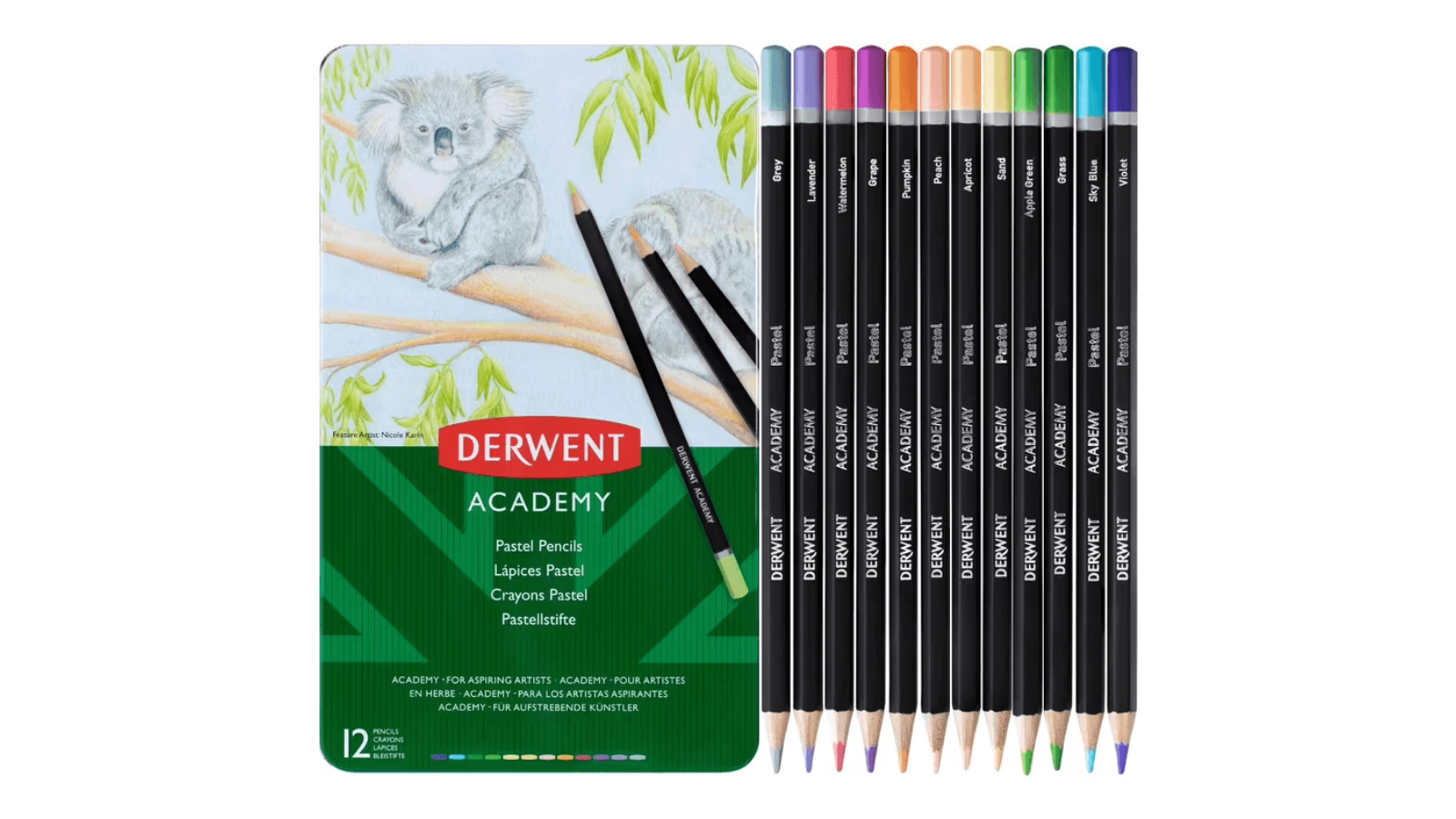 Derwent Academy Set of 12 Pastel Coloured Pencil