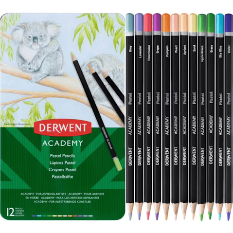 Derwent Academy Set of 12 Pastel Coloured Pencil