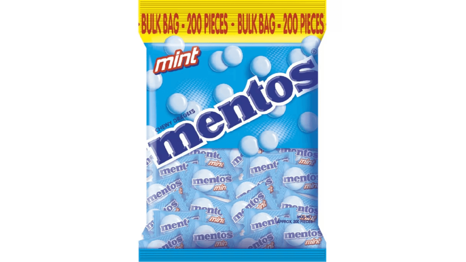 Mentos 540g Individually Wrapped Mint - Pack of 200