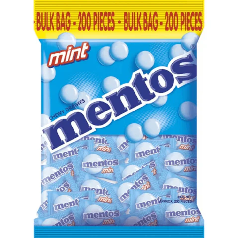 Mentos 540g Individually Wrapped Mint - Pack of 200