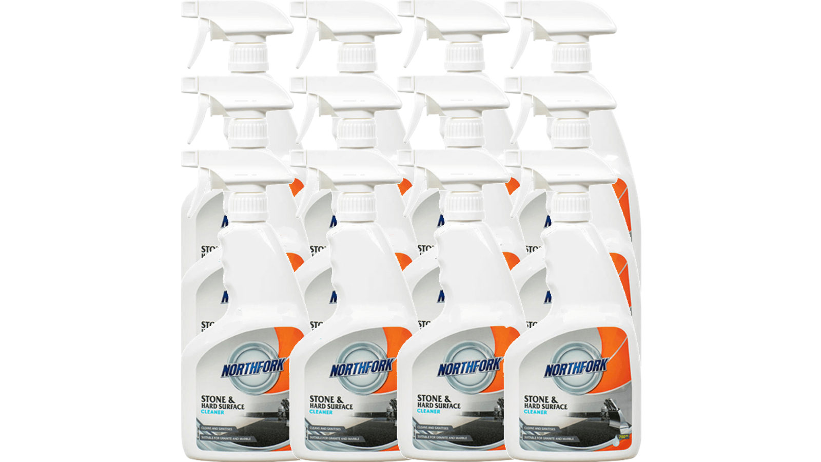Northfork Pack of 12 Stone Hard Wood Surface Cleaner Spray - 750ml