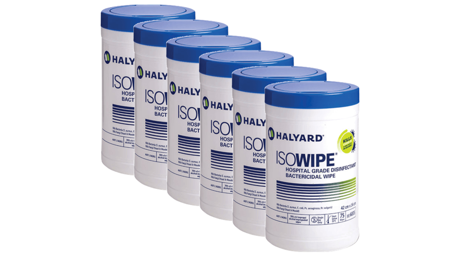 Halyard 75/Tub Isowipe Hospital Grade Disinfectant Wipe - Pack of 6