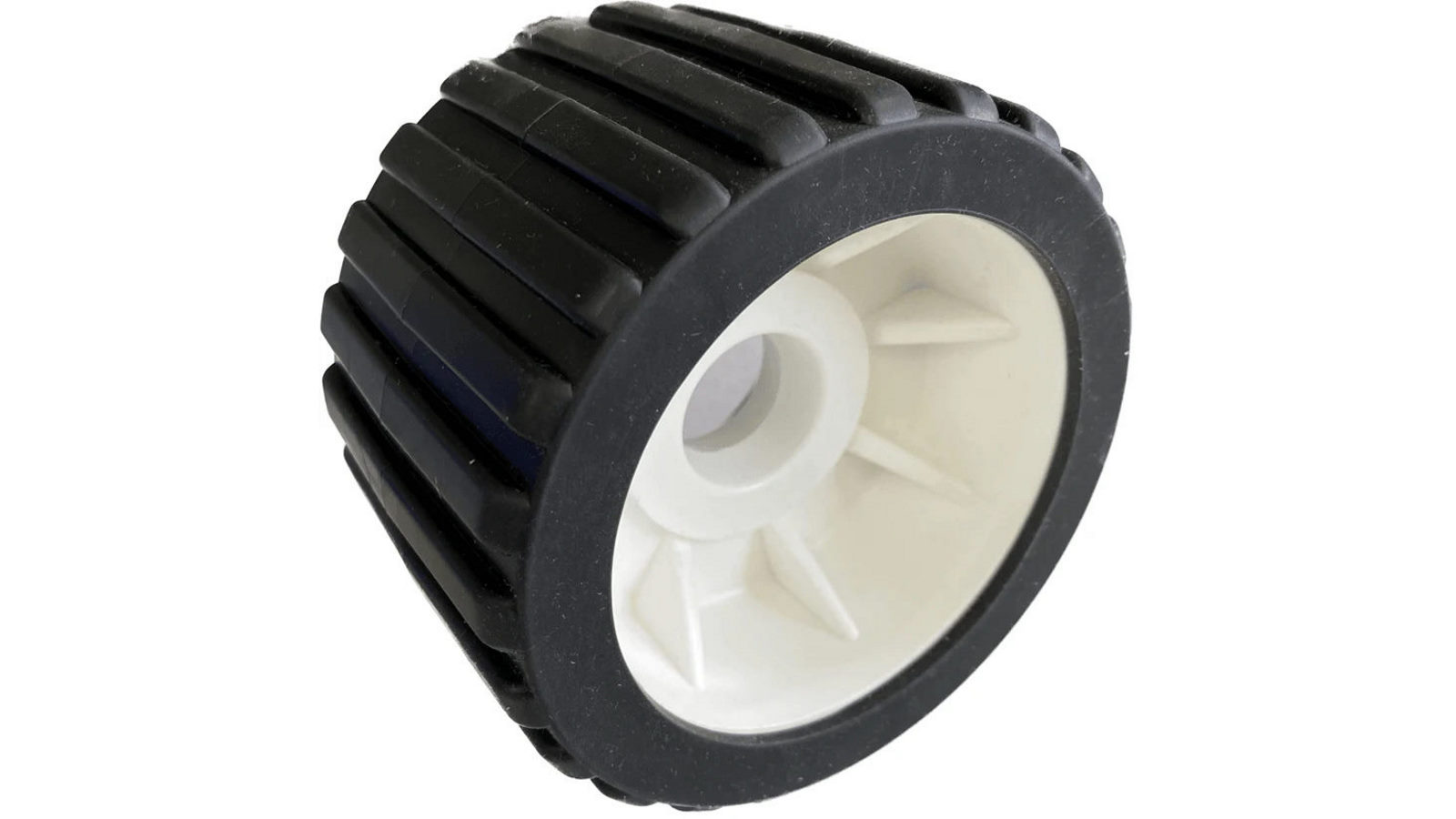 SuperOffice 4-inch Boat Trailer Wobble Roller Ribbed 2.2cm Bore Hole with 3-inch Wide Rollers - Black/White