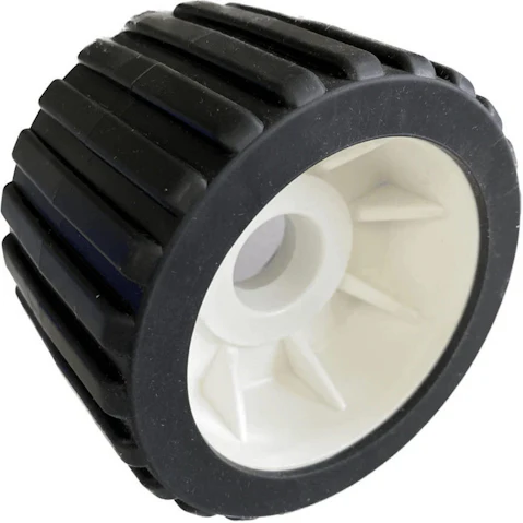 SuperOffice 4-inch Boat Trailer Wobble Roller Ribbed 2.2cm Bore Hole with 3-inch Wide Rollers - Black/White