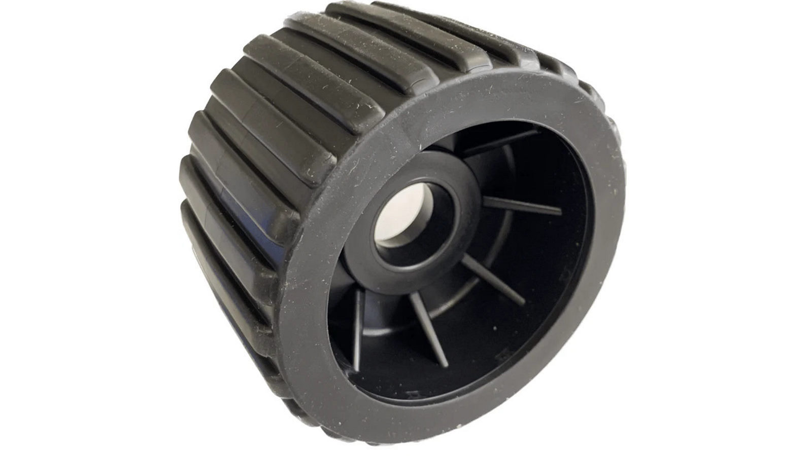 SuperOffice 4-inch Boat Trailer Wobble Roller Ribbed 2.2cm Bore Hole with 3-inch Wide Rollers - Black