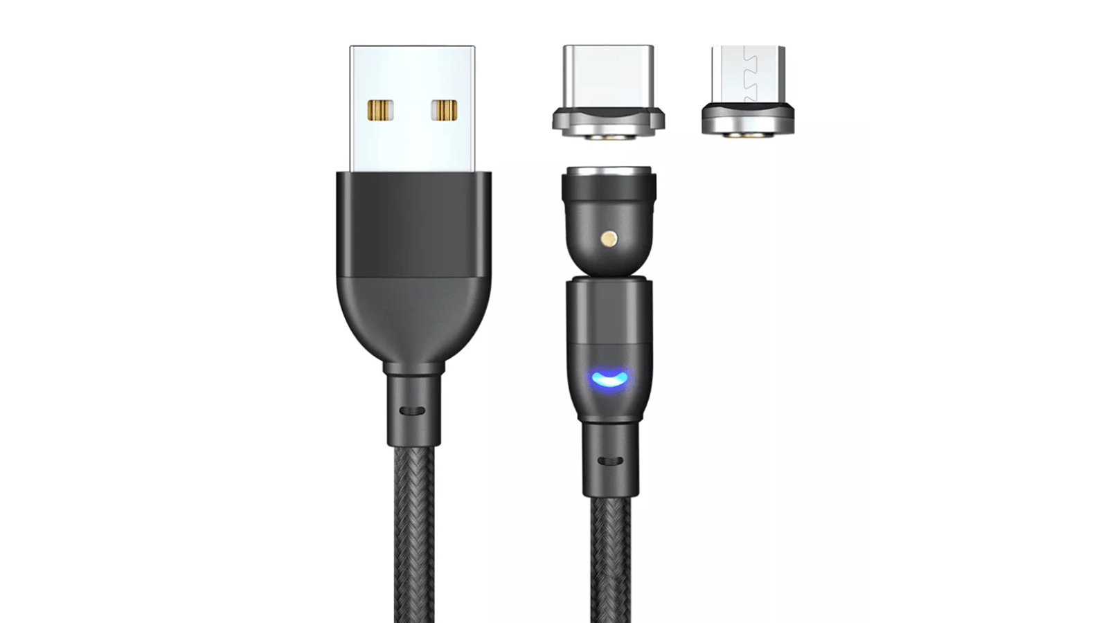 Greenport 3-in-1 Magnetic 540 Degree Rotation Charging Cable - 2metre
