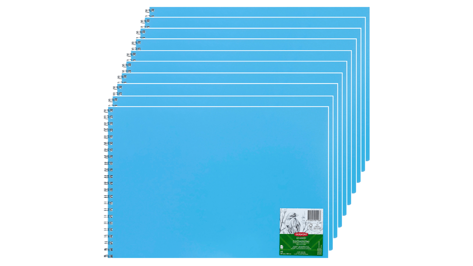 Derwent Pack of 10 120 Page Cover A3 Landscape Academy Visual Art Diary Book - Blue