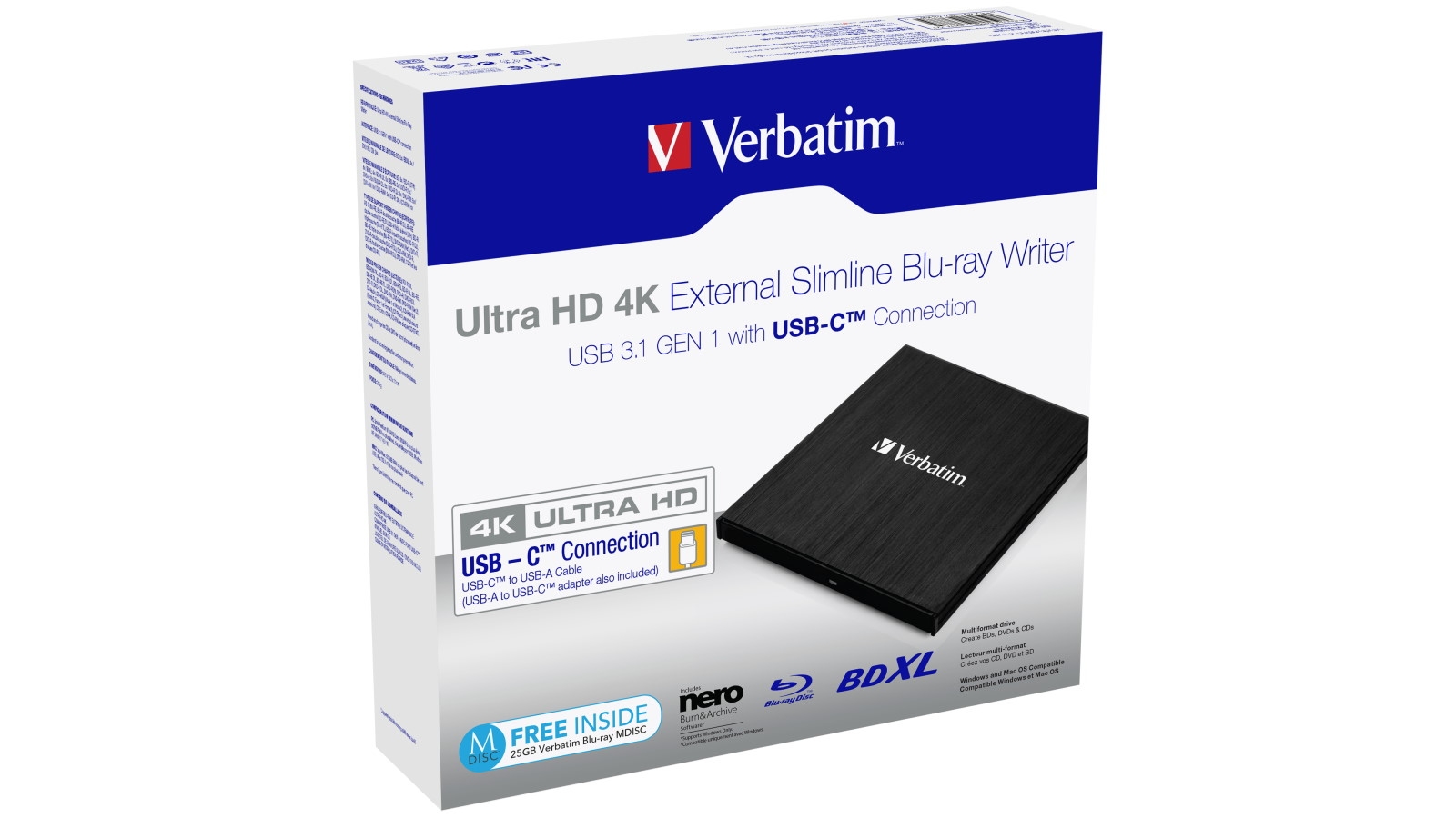 Verbatim Ultra HD 4K External Slimline Bluray Writer Harvey Norman