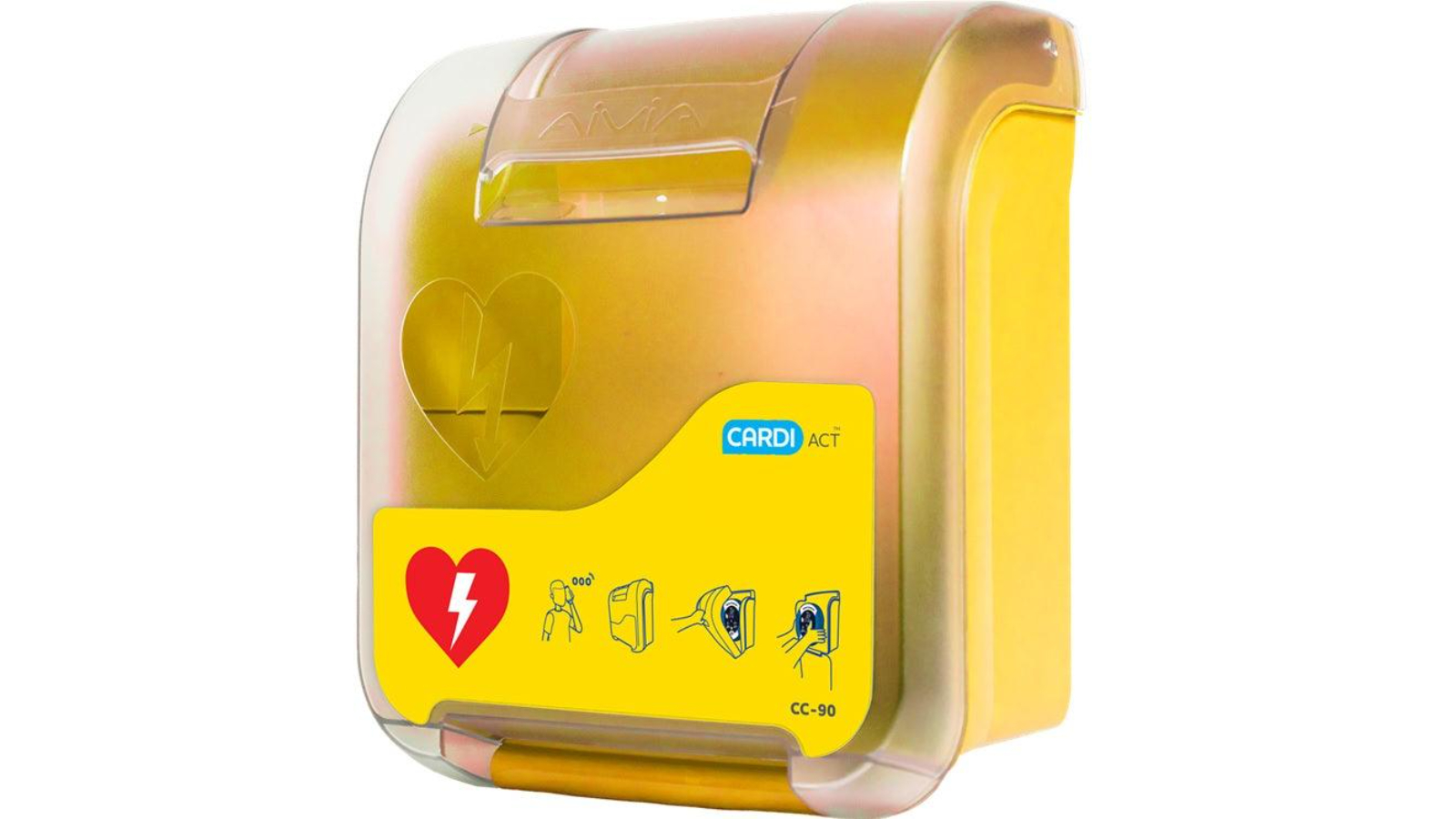 CardiAct AED/Defibrillator Alarmed Wall Mount Cabinet Case - Yellow