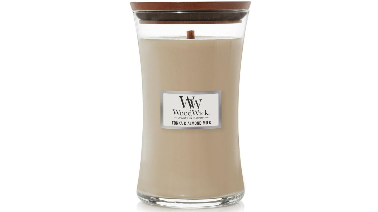 Woodwick Large Tonka and Almond Milk Hourglass Candle