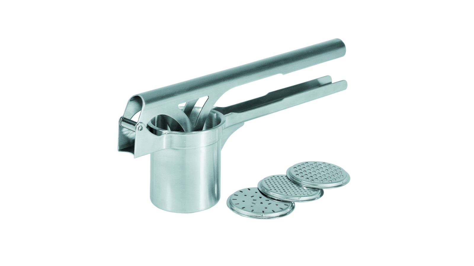 Gefu Tri Star Potato and Spaetzle Press with 3 Disc - Silver