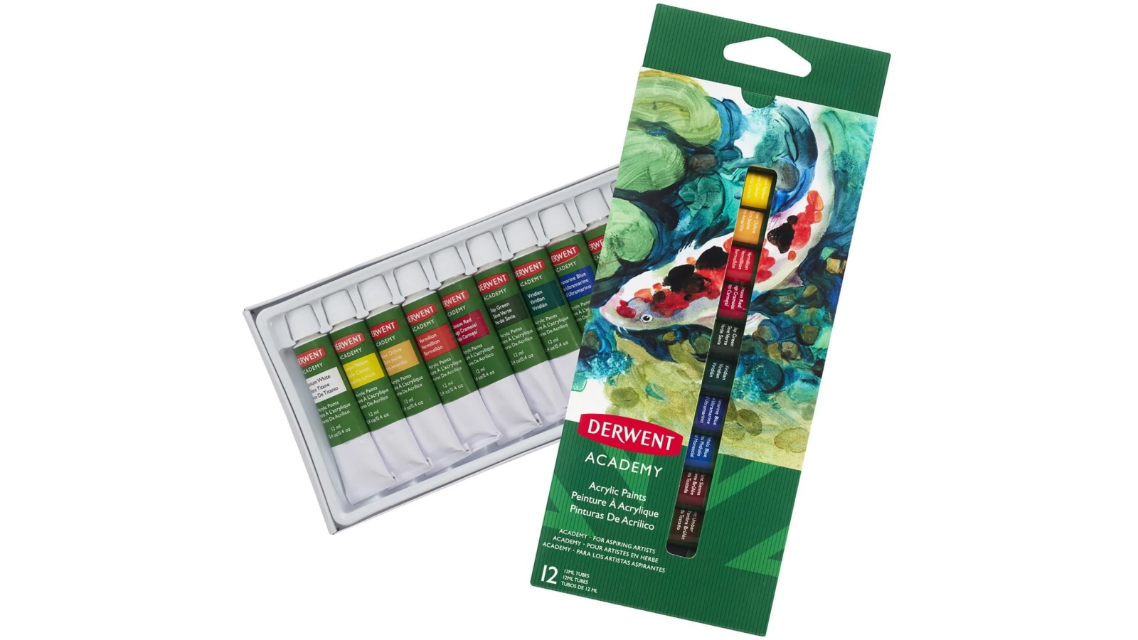 Derwent Academy Pack of 12 12ml Acrylic Paint Tube