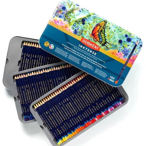 Derwent Inktense 100 Watercolour Ink Pencils Tin Set