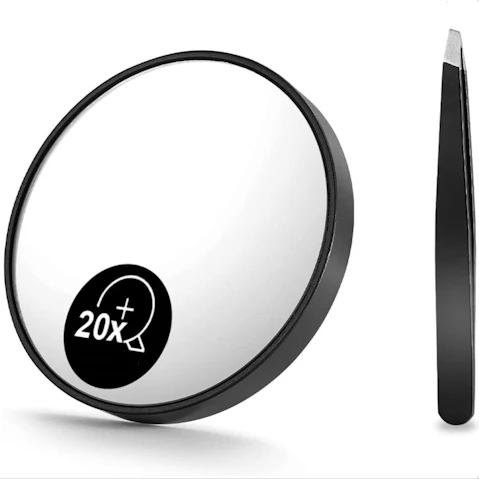 Vikus 20x Magnifying Mirror and Eyebrow Tweezer Kit
