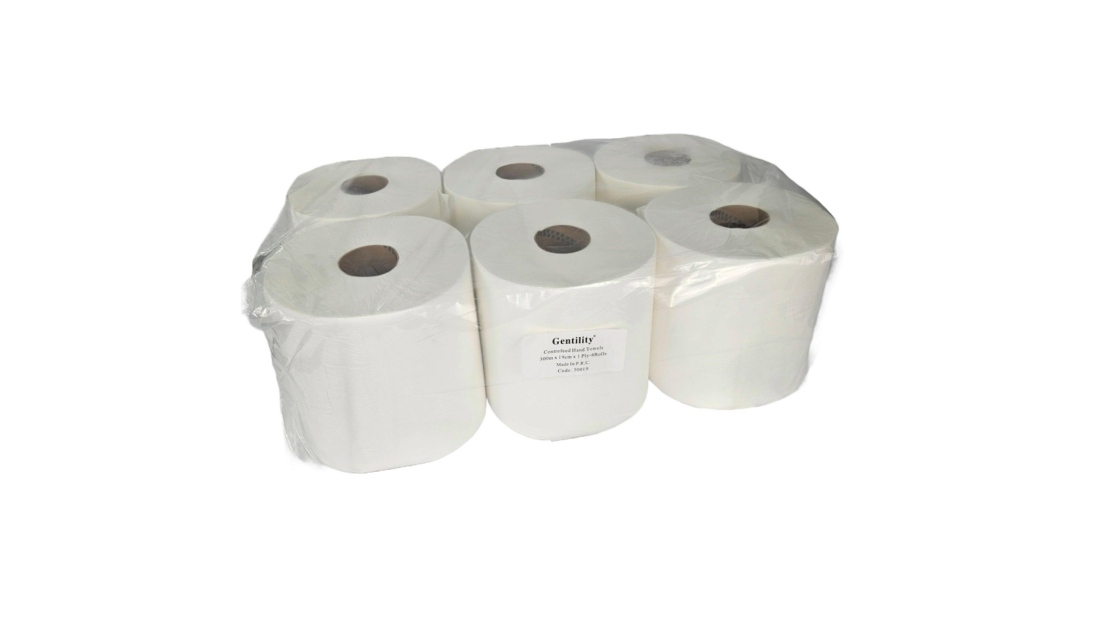 A and C AC-30019 Gentility Centerfeed 1 Ply 19 x 300metre Paper Hand Towel - 6 Roll