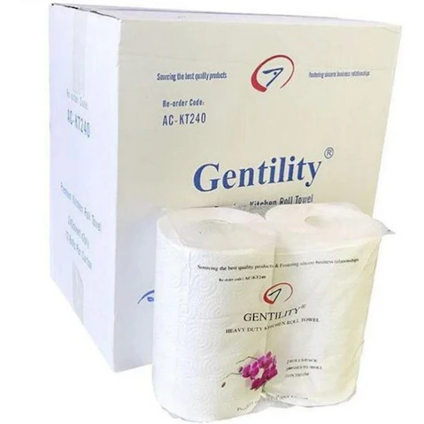 A&C Gentility 22x21cm Kitchen Paper Hand Towels Roll - 2ply 240 Sheets x 12 Rolls/Carton