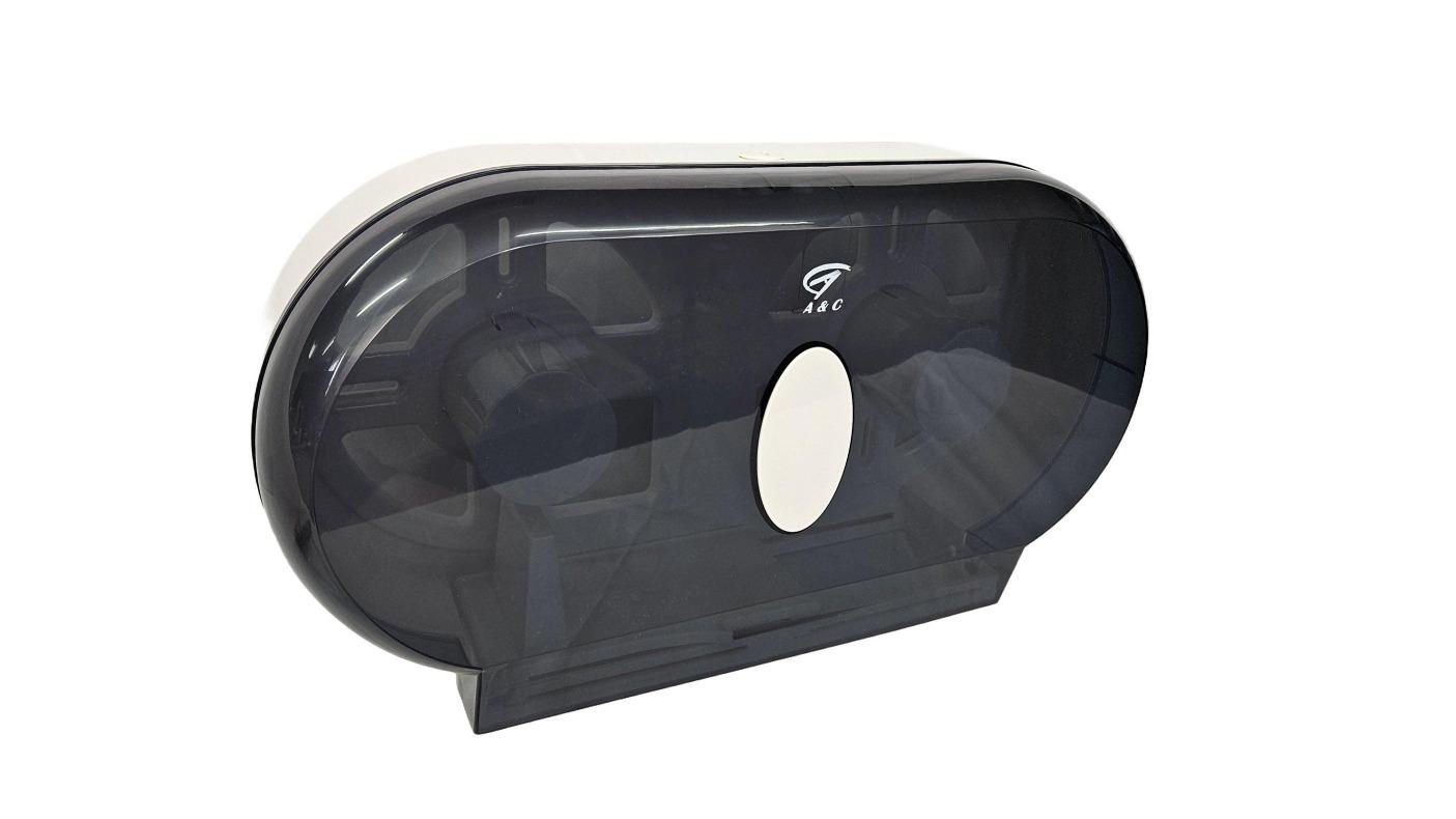 A and C Gentility Wall Mounted Jumbo Toilet Paper Roll Double Dispenser - Black