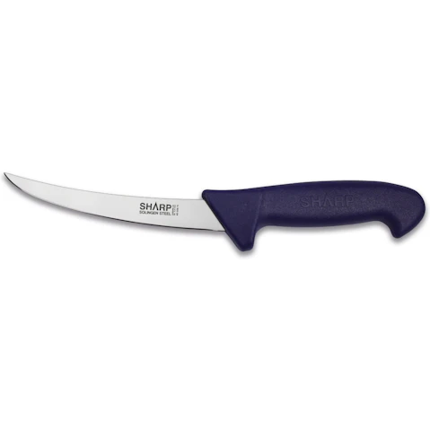 Sharp 15cm Narrow Curved Blade Boning Knife - Blue