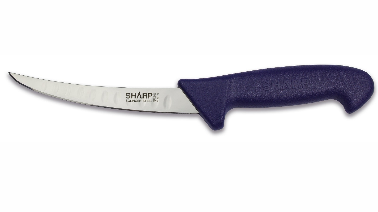 Sharp 15cm Granton Edge Narrow Curved Blade Boning Knife - Blue