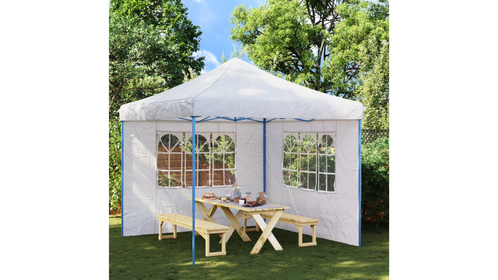 vidaXL 2 Piece Polyethylene Party Tent Sidewall with Window - White