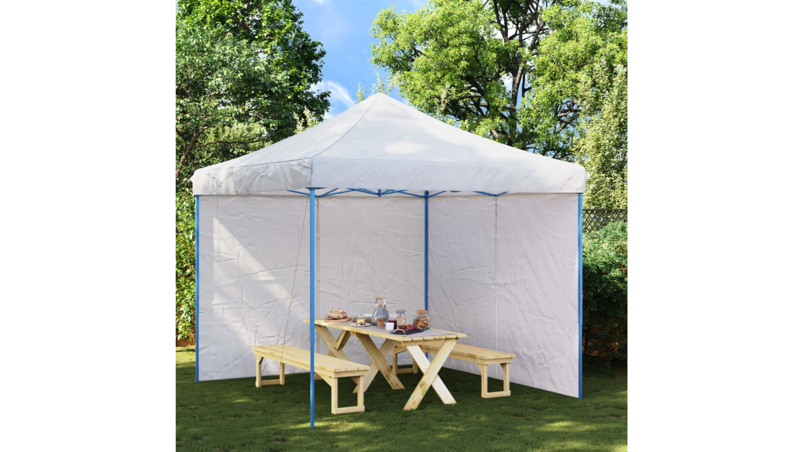 vidaXL Party Tent Sidewall 2 pcs with Zipper PE - White