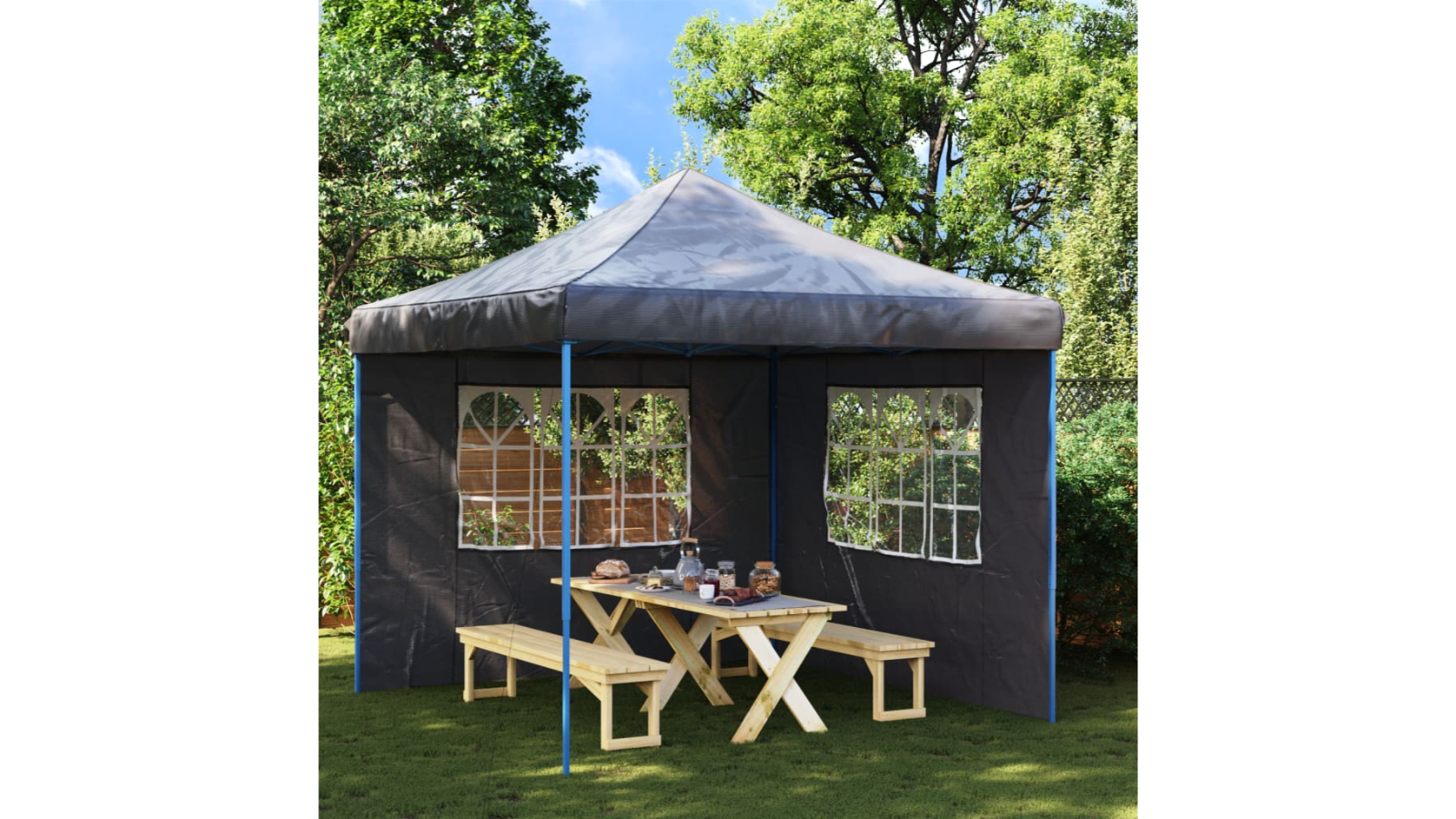 vidaXL 2 Piece Polyethylene Party Tent Sidewall with Hook & Loop Fasteners - Anthracite