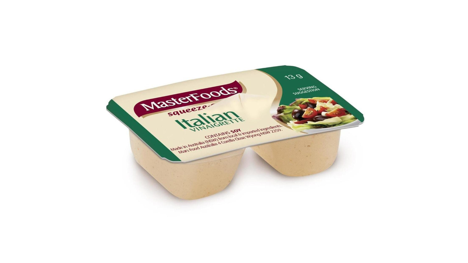 Masterfoods Box of 100 Individual Portion Squeezy Italian Vinaigrette Salad Dressing Sauce - 13g